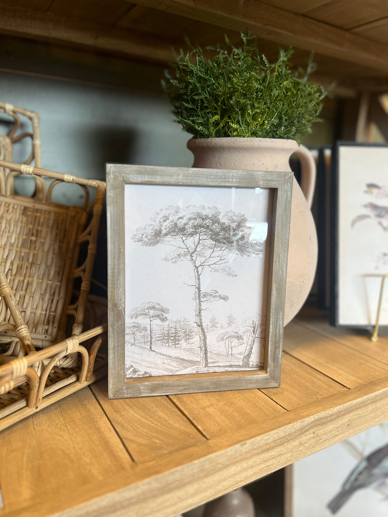 Tree Sketch Wood Framed Print