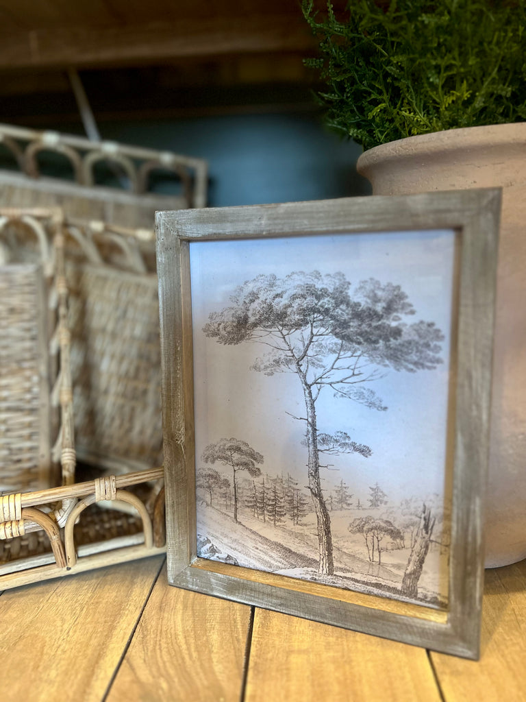 Tree Sketch Wood Framed Print