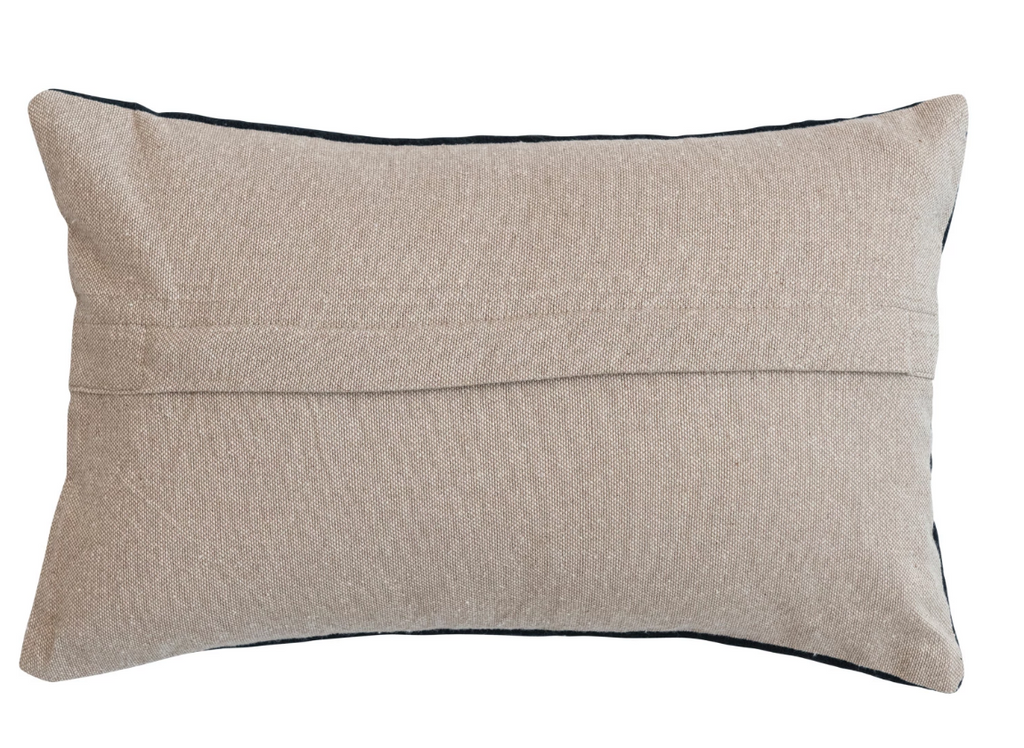 14" x 9" Cotton Lumbar Pillow w/ Embroidery, Multi Color