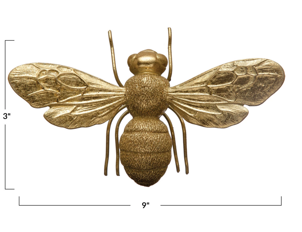 9" Gold Resin Bee