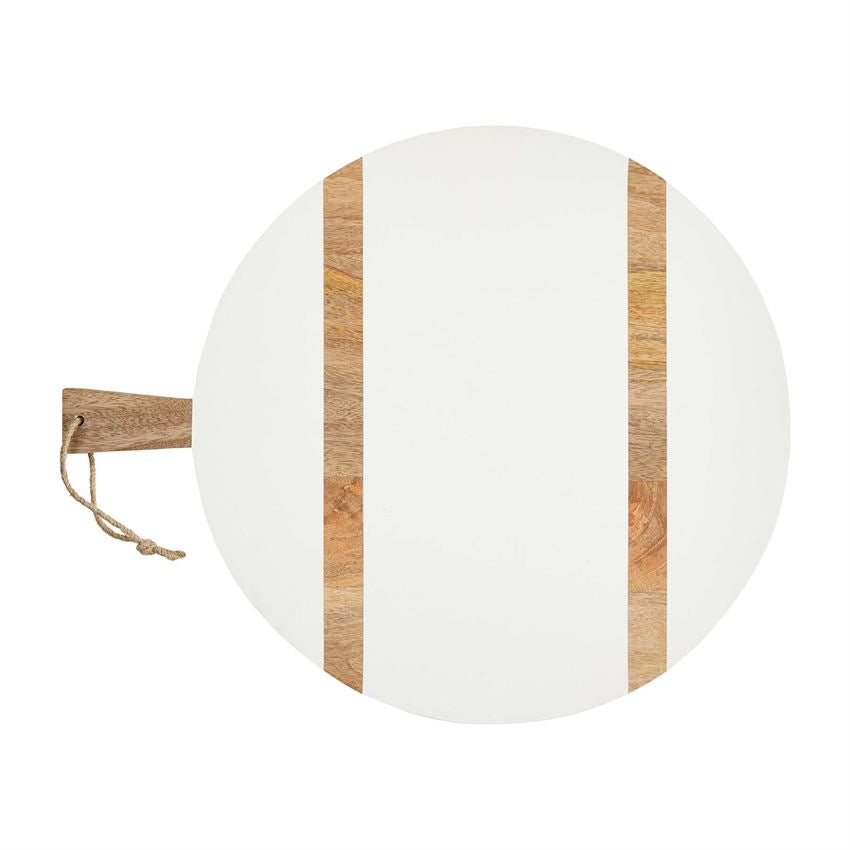 Large White Round Wood Serving Board