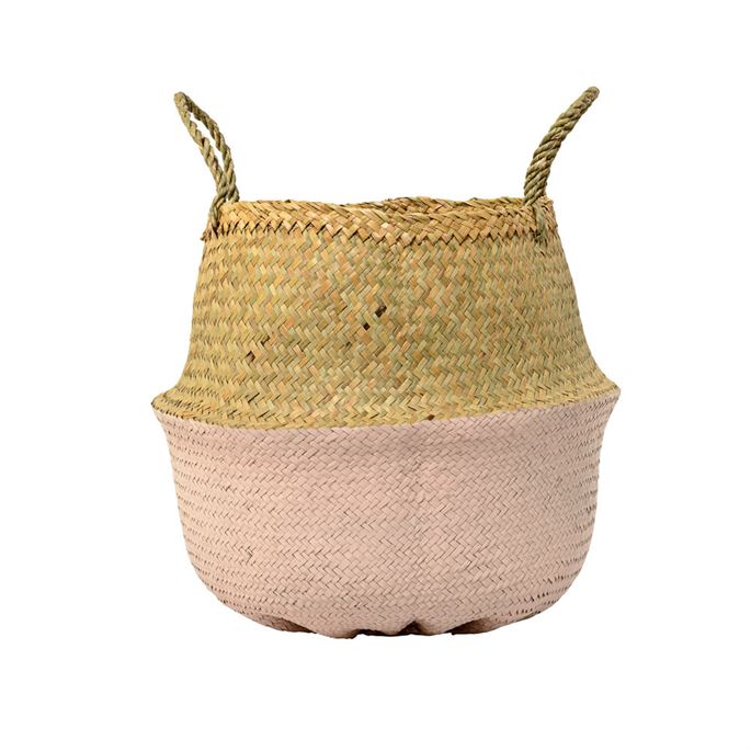 Seagrass Basket, Natural & Pink, Large