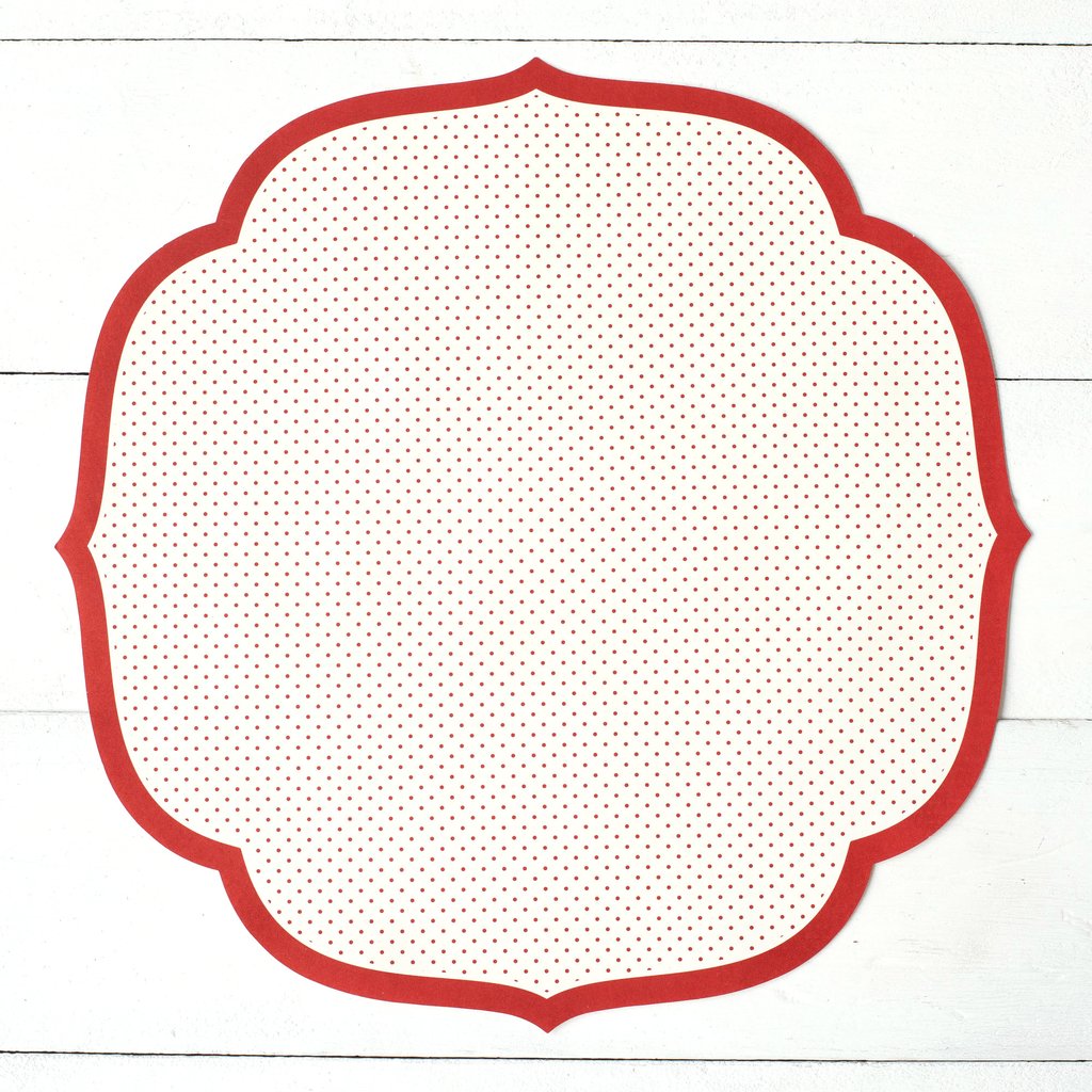 Hester & Cook Red Swiss Dot Die Cut Paper Placements