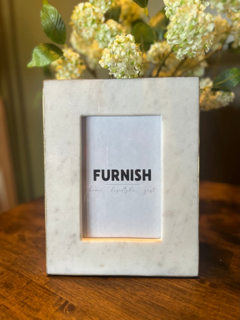 White Marble & Gold Picture Frame, 2 Sizes