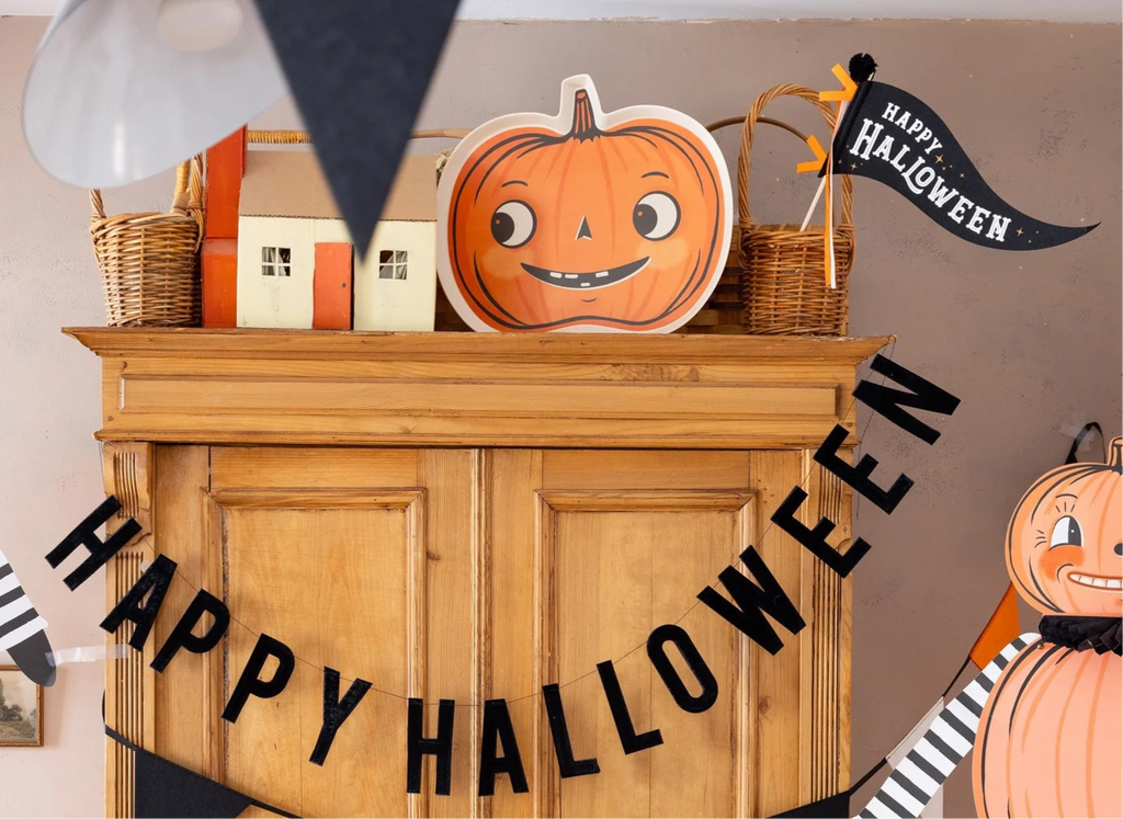 Vintage Halloween Pumpkin Bamboo Tray