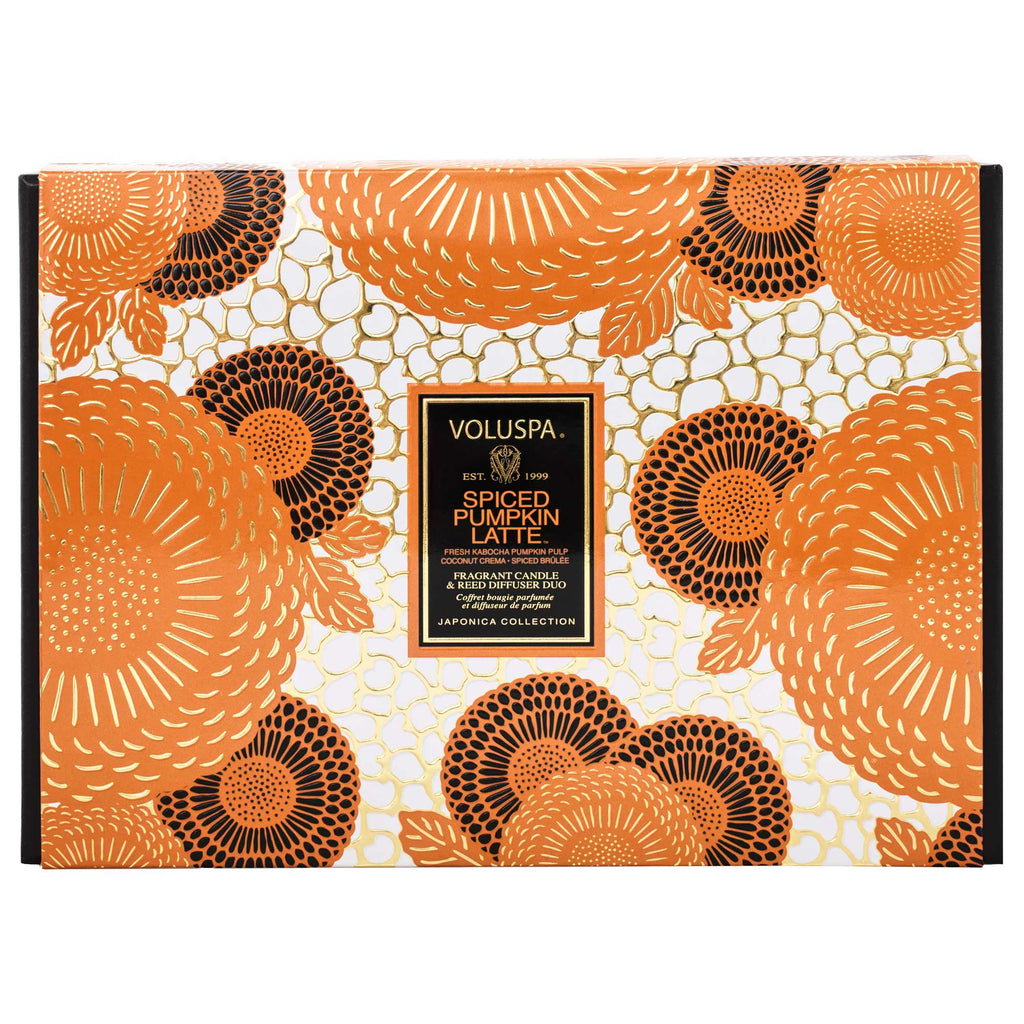 Voluspa Spiced Pumpkin Latte Candle & Reed Diffuser Set