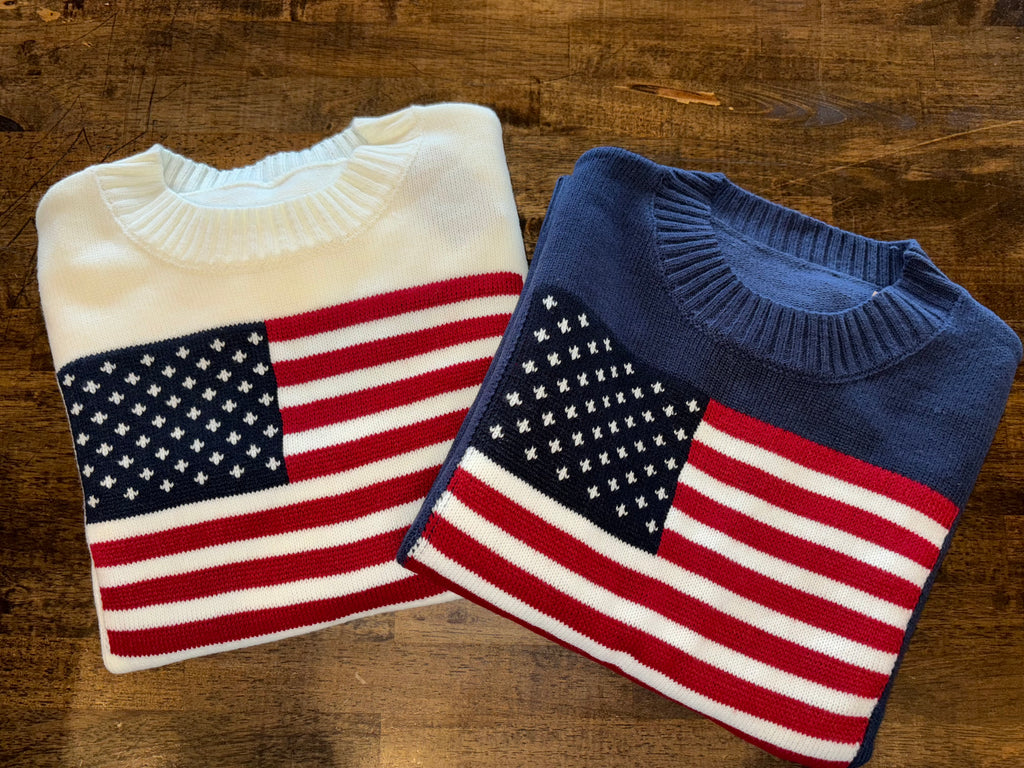 USA Knit Flag Sweater, Navy, 4 Sizes