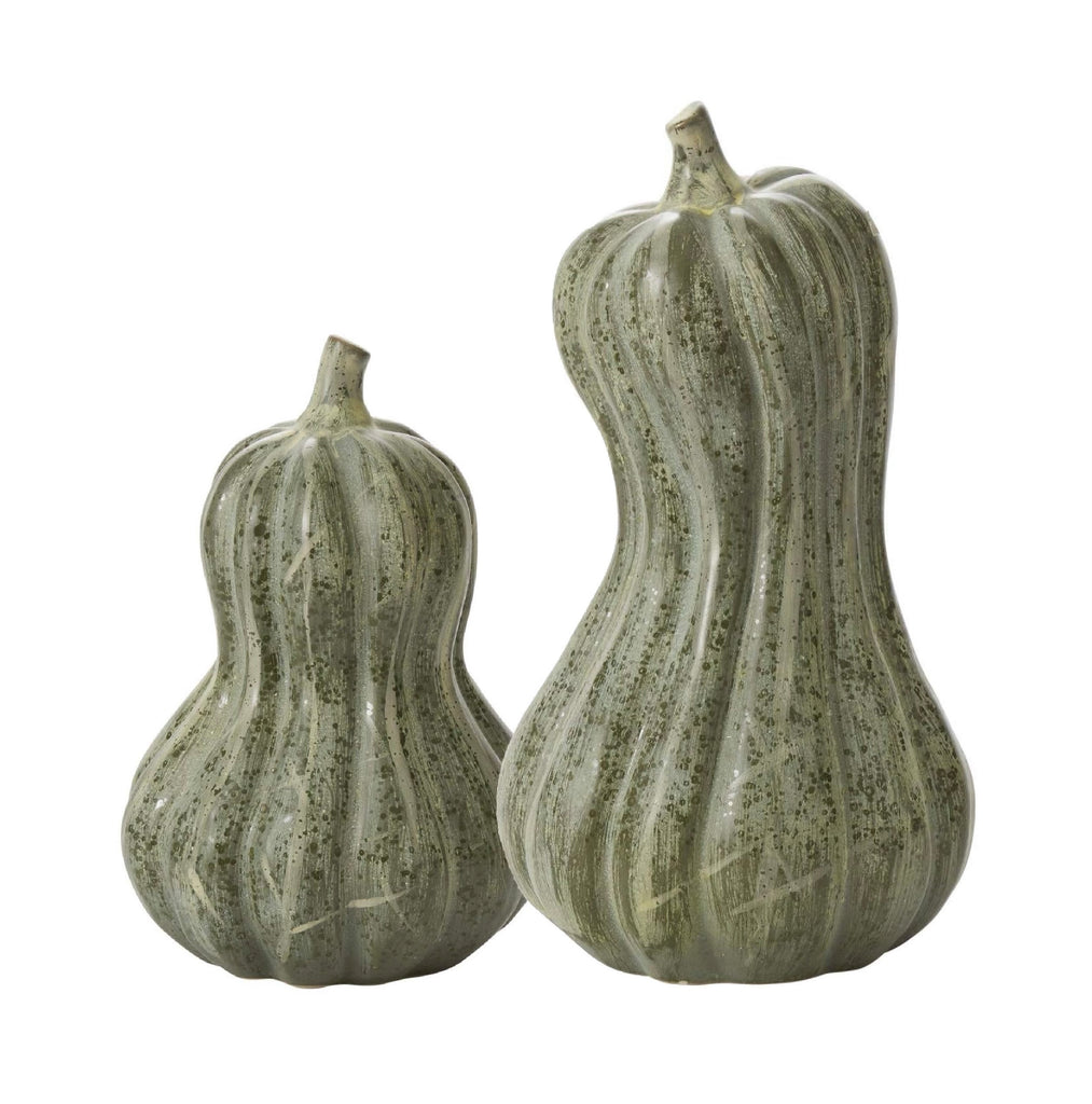 Green Ceramic Squash, 2 Sizes