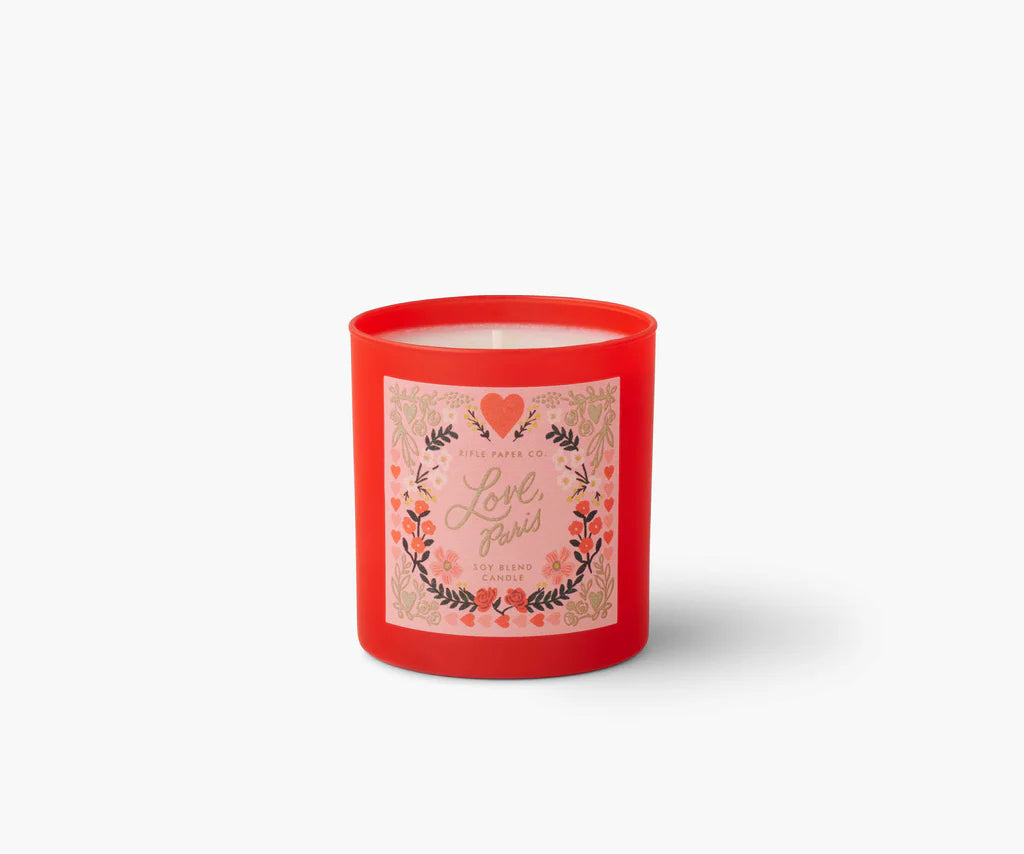 Rifle Paper Co. Love, Paris Boxed Glass Candle, 9.5 Ounces