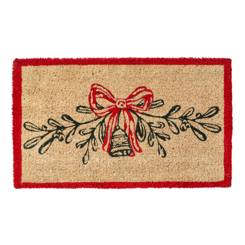 Mistletoe w/ Red Bow Coir Doormat