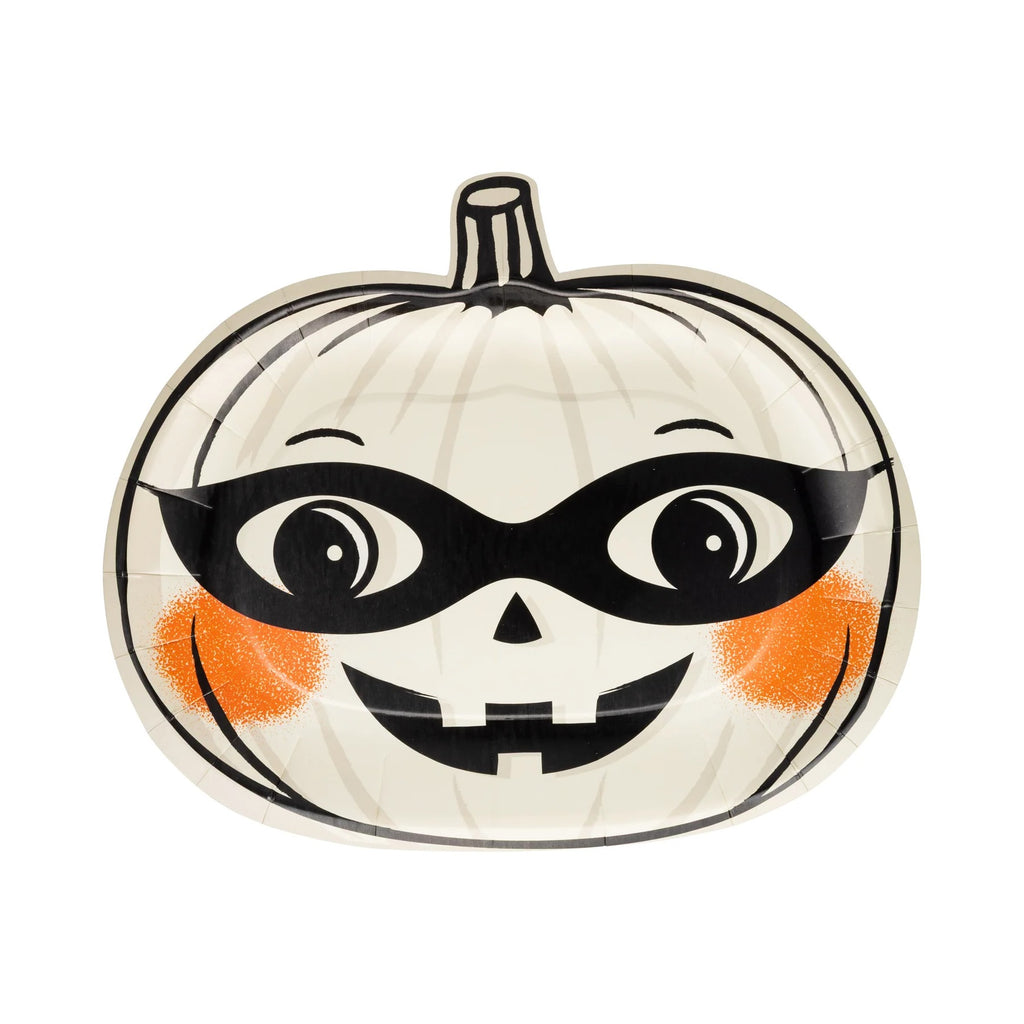 Vintage Halloween Pumpkin Paper Plate Set (9 Included)