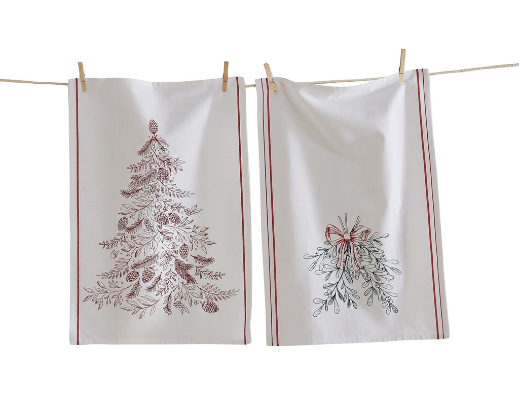 Woven Red Stripe Holiday Tea Towel, 2 Styles
