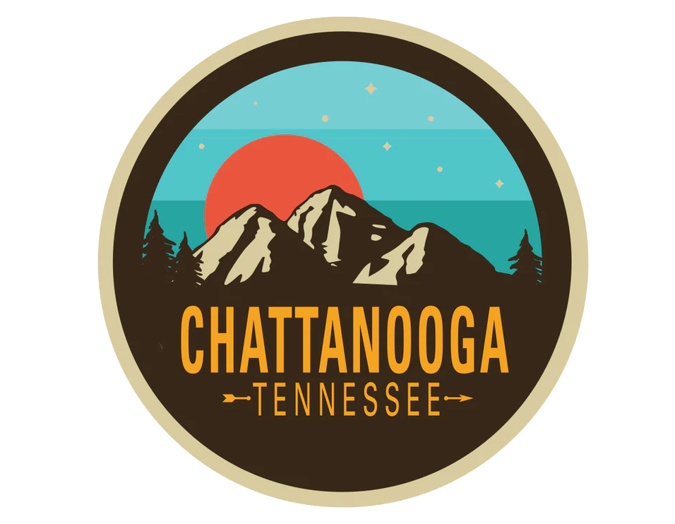Chattanooga Teal Sunrise Round Vinyl Decal