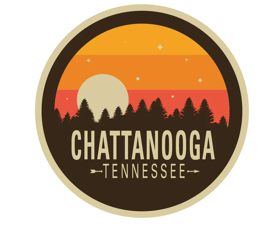 Chattanooga Orange Sunset Round Vinyl Decal