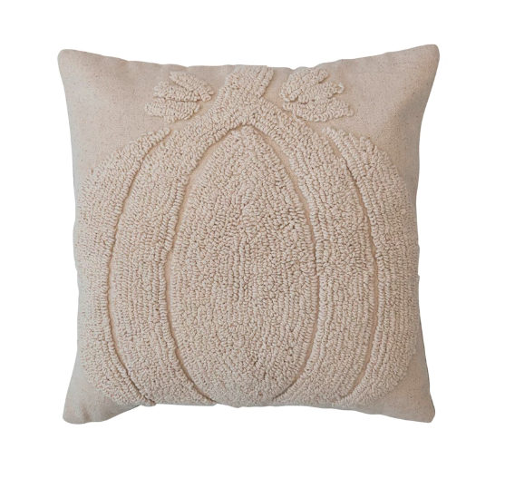 18" Square Cream Tufted Pumpkin Pillow
