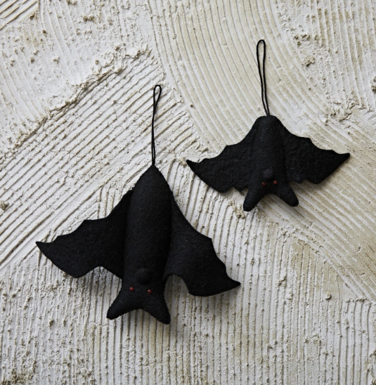 Handmade Wool Felt Bat Ornament, 2 Sizes
