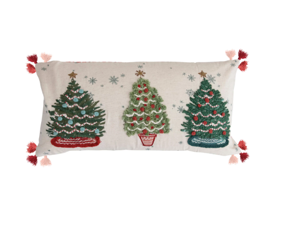 30" x 15" Cotton Lumbar Christmas Trees Pillow