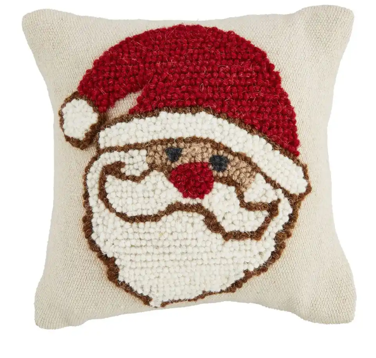 Holiday Mini Hook Pillow, Santa, 8" x 8"
