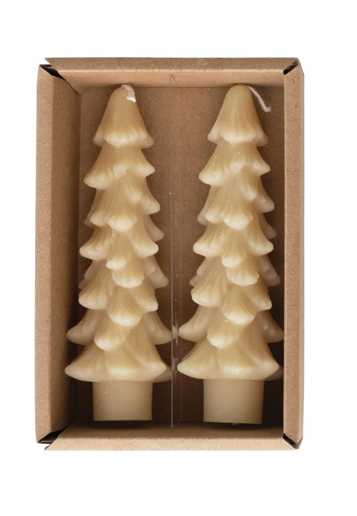 5" Tree Shaped Taper Candles, Set of 2