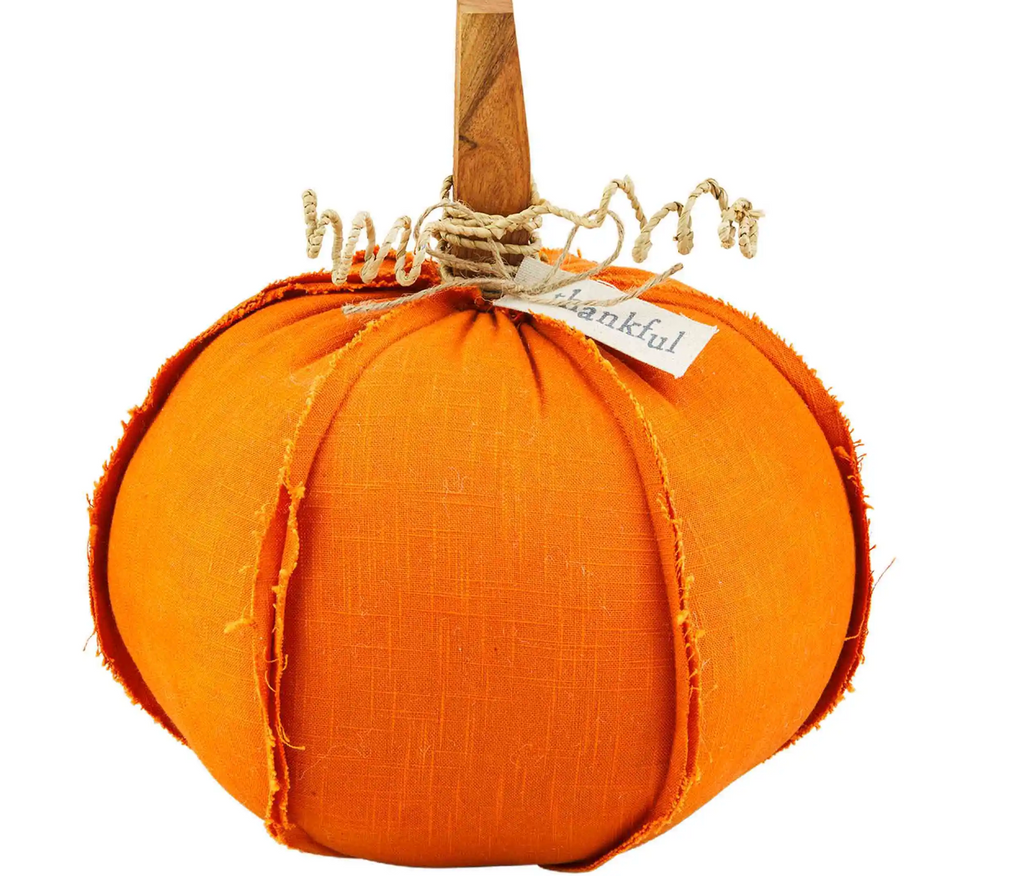 Woven "Thankful" Orange Pumpkin Sitter, Medium
