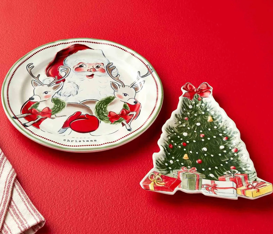 Vintage Stoneware Christmas Platter, 2 Styles