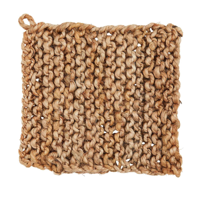 8" x 8" Jute Crochet Pot Holder, Natural