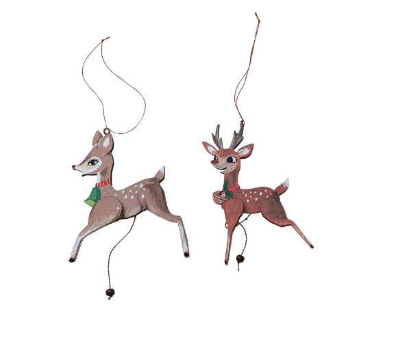 Nostalgic Reindeer Pull Ornaments, 2 Styles