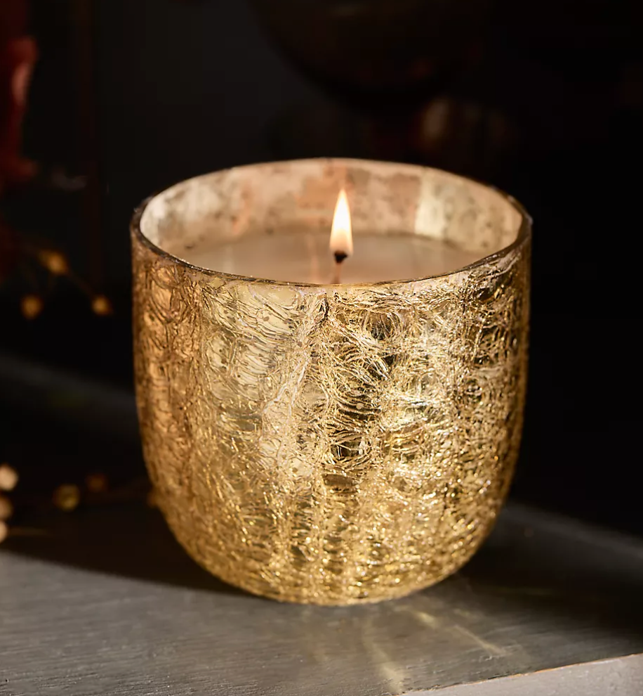 Illume Woodfire Large Boxed Crackle Glass Candle
