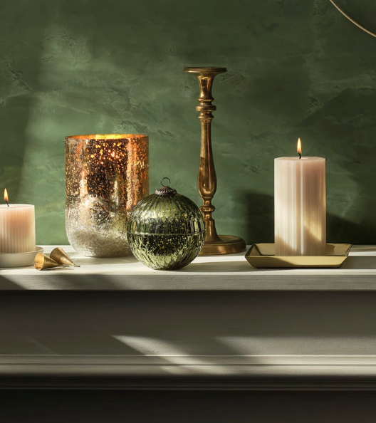 Illume Balsam & Cedar Mercury Glass Ornament Candle, Green