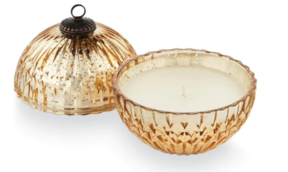 Illume Winter White Mercury Glass Ornament Candle, Gold