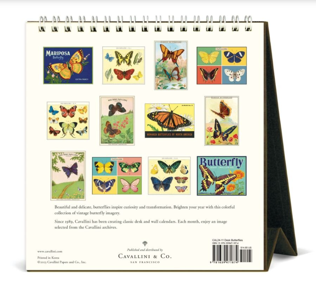Cavallini & Co. 2024 Desk Calendar, Butterflies