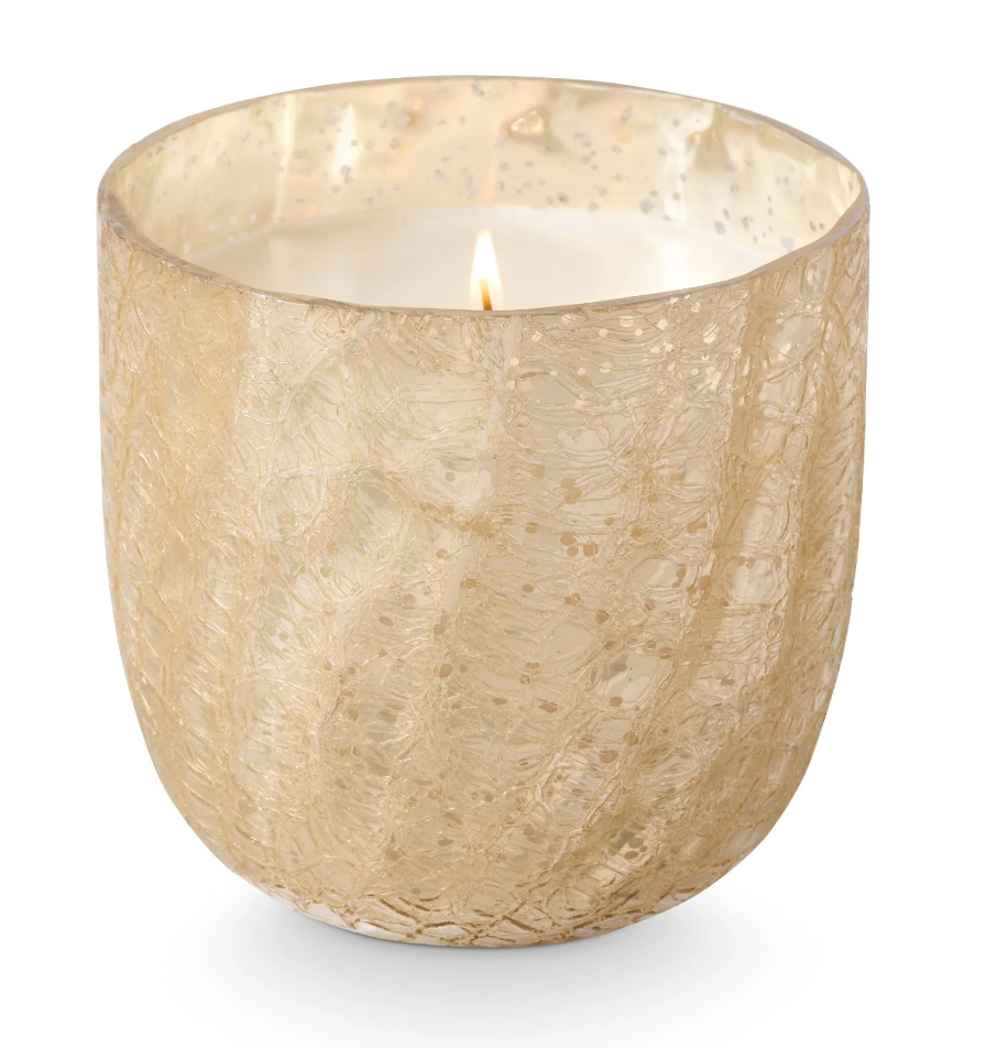 Illume Winter White Large Boxed Crackle Glass Candle