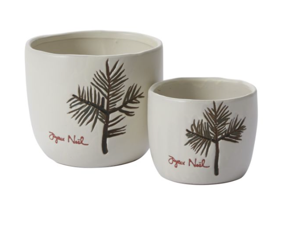 Ceramic Evergreen "Joyeux Noel" Pot, 2 Sizes