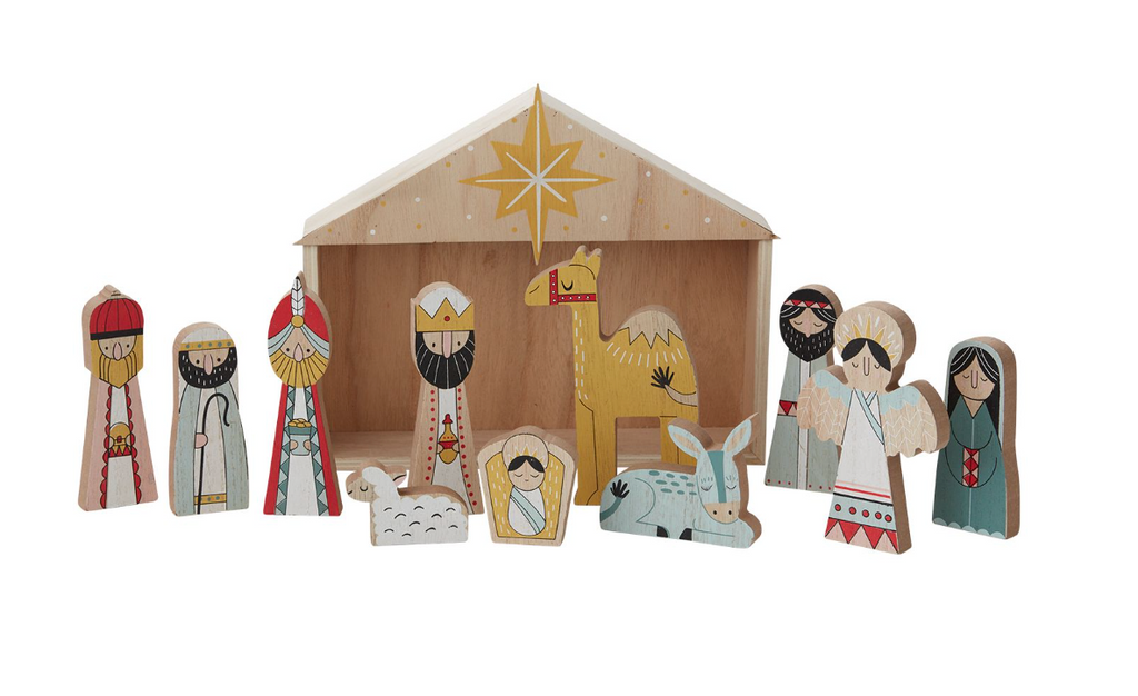 Hand Painted Wooden Bethlehem Nativity