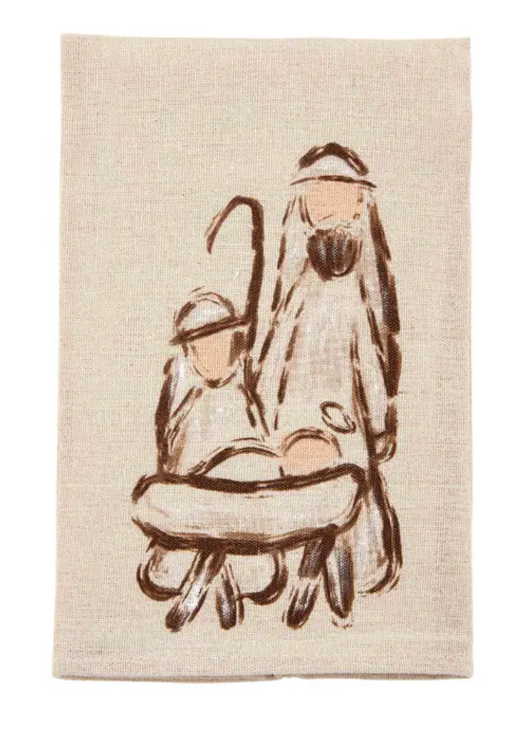 Hand Painted Mary and Jesus Nativity Towel