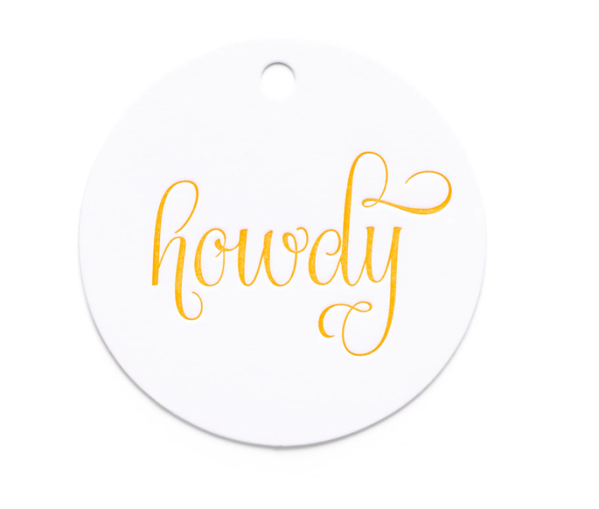 Letterpress Gift Tags, Howdy, Set of 6