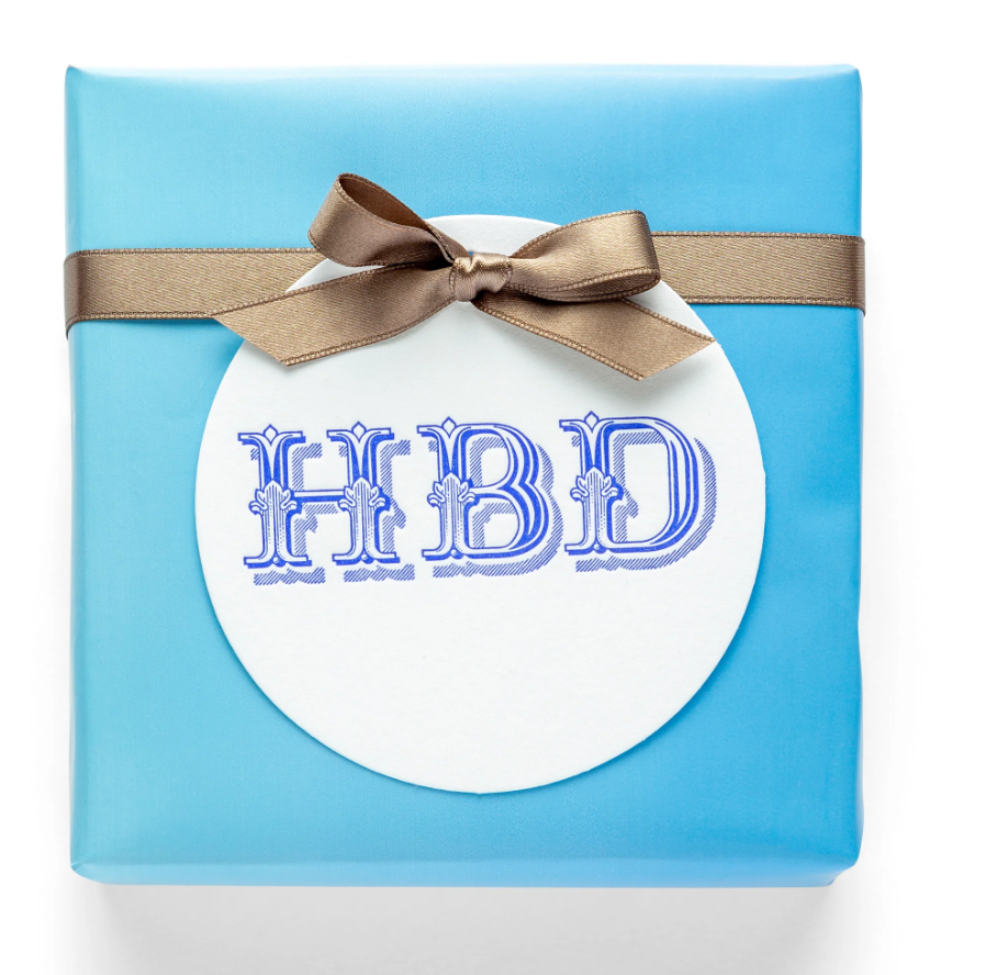 Letterpress Gift Tags, HBD, Set of 6