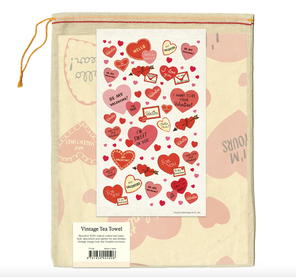 Cavallini Valentine Hearts Tea Towel