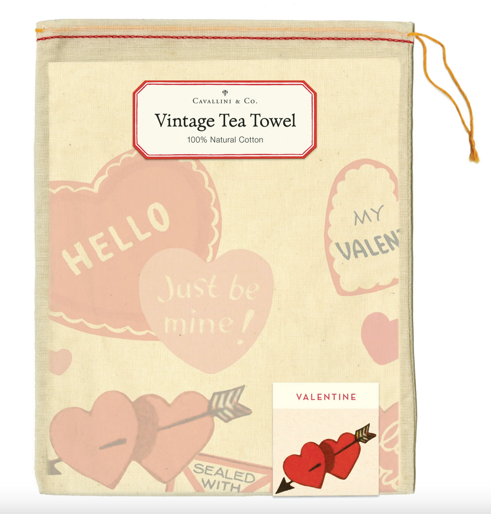 Cavallini Valentine Hearts Tea Towel