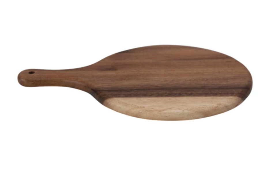Round Natural Wood Board with Handle