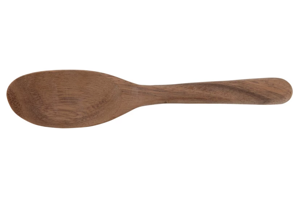 8" Hand-Carved Acacia Wood Serving Spoon