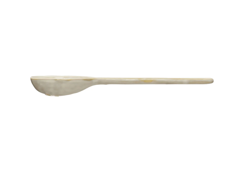 6-1/2" Stoneware Slotted Spoon, Reactive Glaze