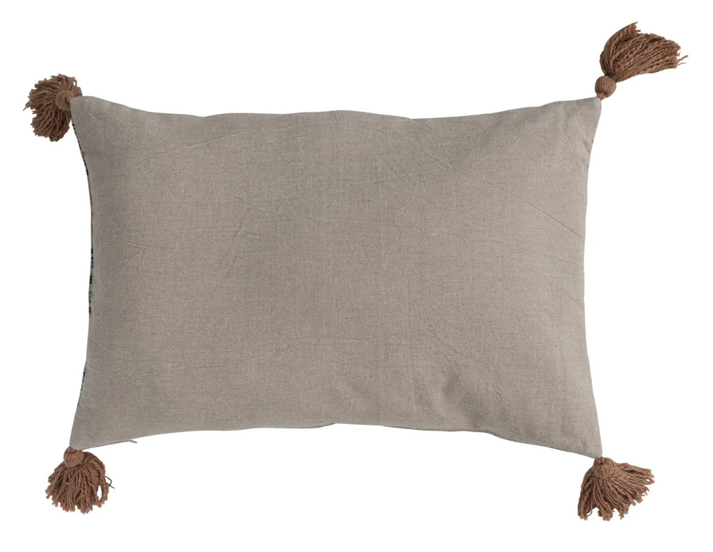20" Striped Cotton Slub Lumbar Pillow w/ Tassels