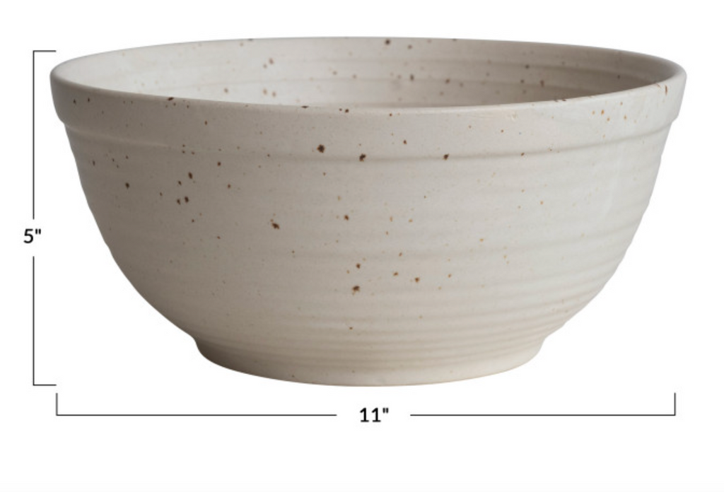 2-1/2 Quart Stoneware Bowl, Cream Color Speckled