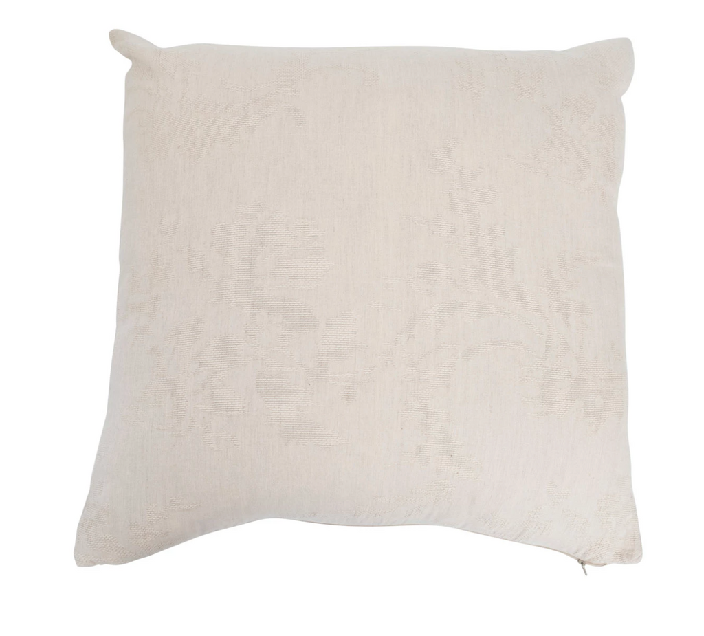 28" Woven Jacquard Pillow, Cream