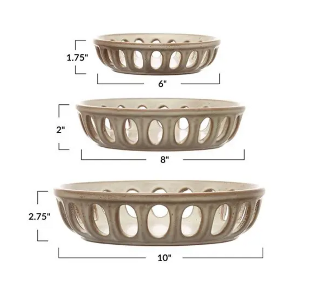 Handmade Stoneware Basket Bowl, 3 Sizes