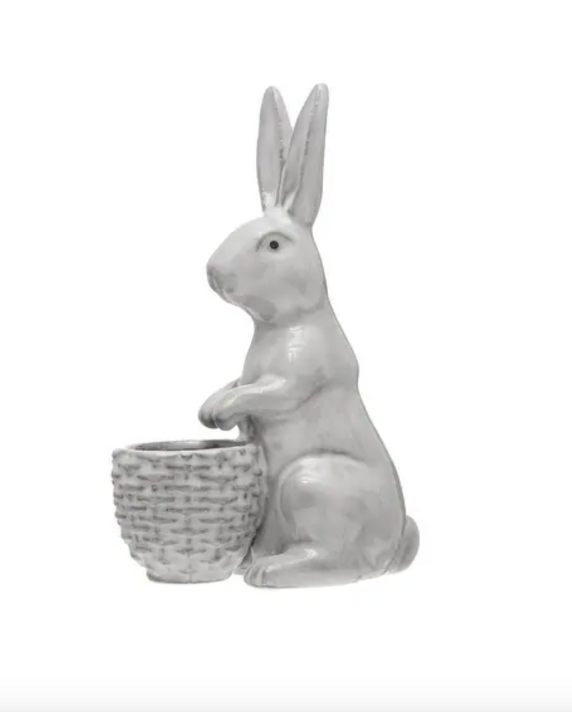 Stoneware Rabbit w/ Reactive Glaze, 3 Styles