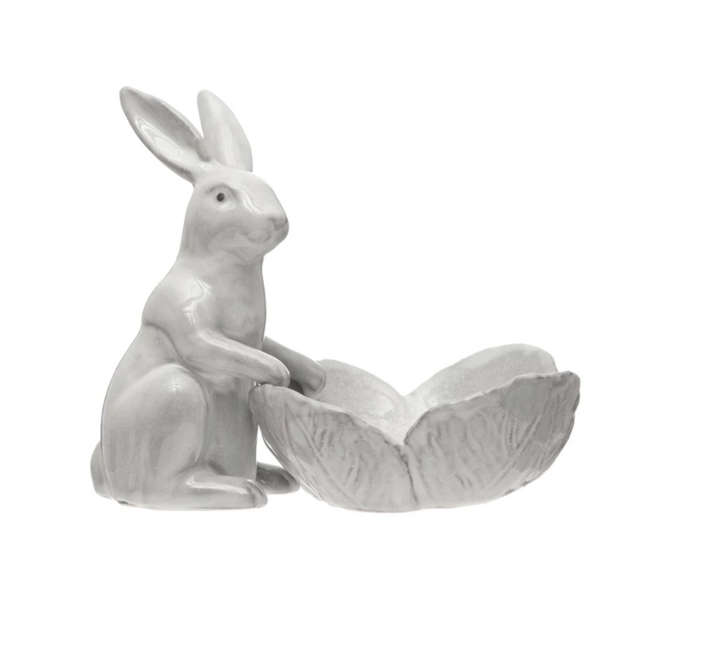 Stoneware Rabbit w/ Reactive Glaze, 3 Styles