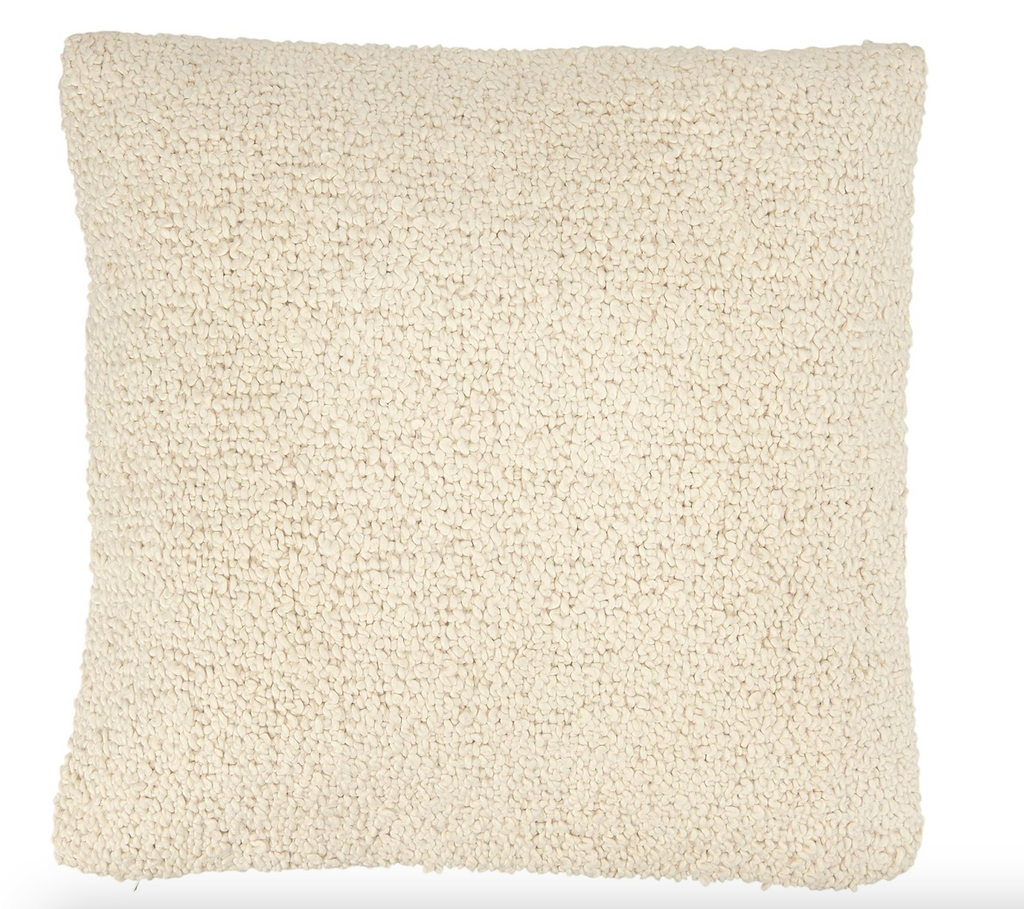 20" Woven Cotton Boucle Pillow, Cream