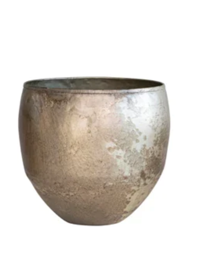 Distressed Pewter Metal Pot, 3 Sizes